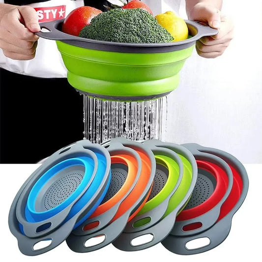 Silicone Folding Drain Basket Fruit Vegetable Washing Basket