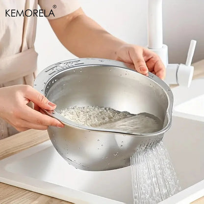 Rice Washer Strainer Bowl Stainless Steel