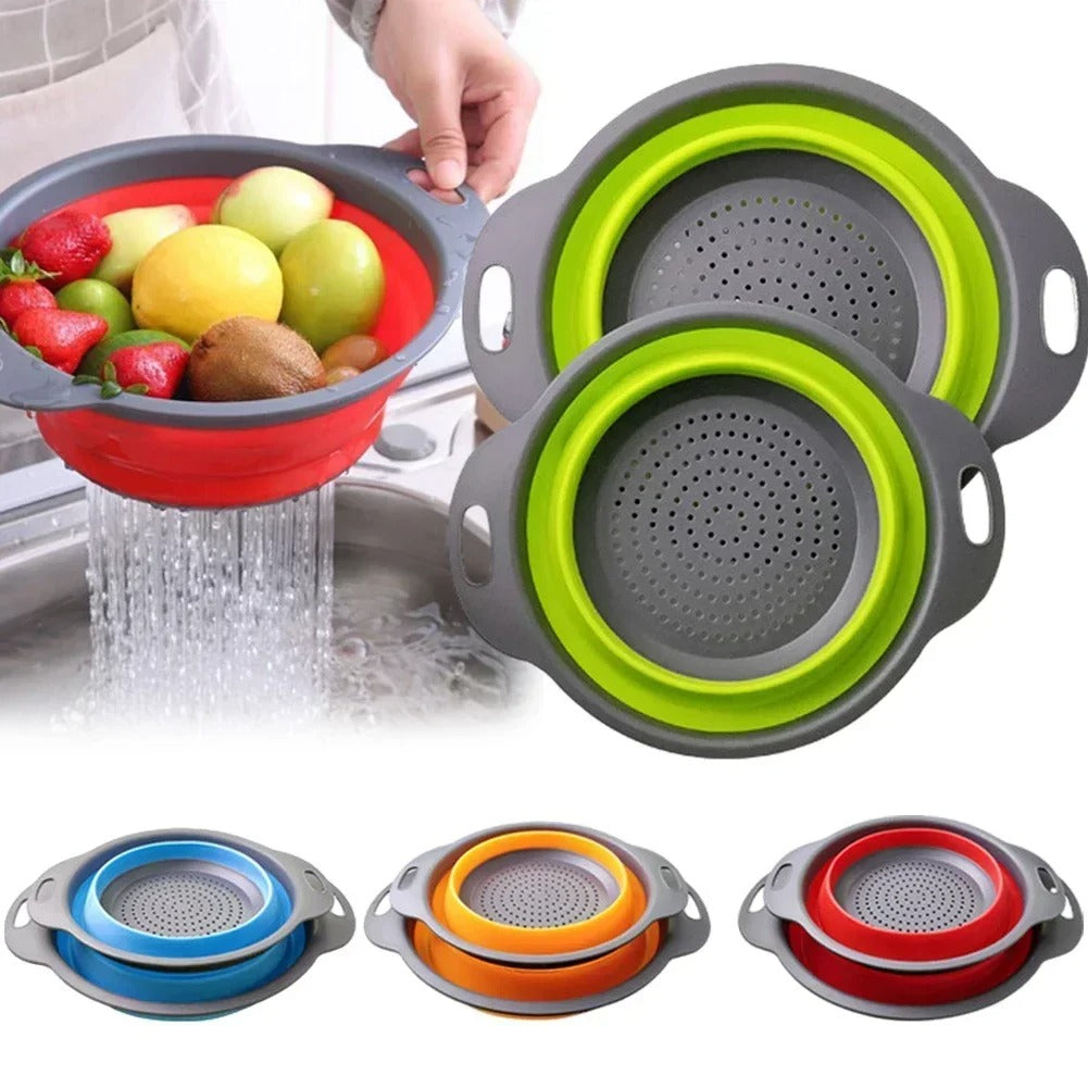 Silicone Folding Drain Basket Fruit Vegetable Washing Basket