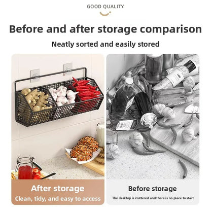 Wall-Mounted Green Onion Ginger Garlic Storage Rack