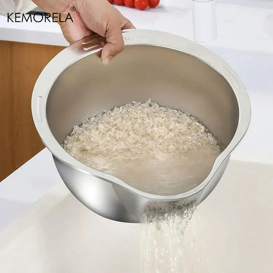 Rice Washer Strainer Bowl Stainless Steel