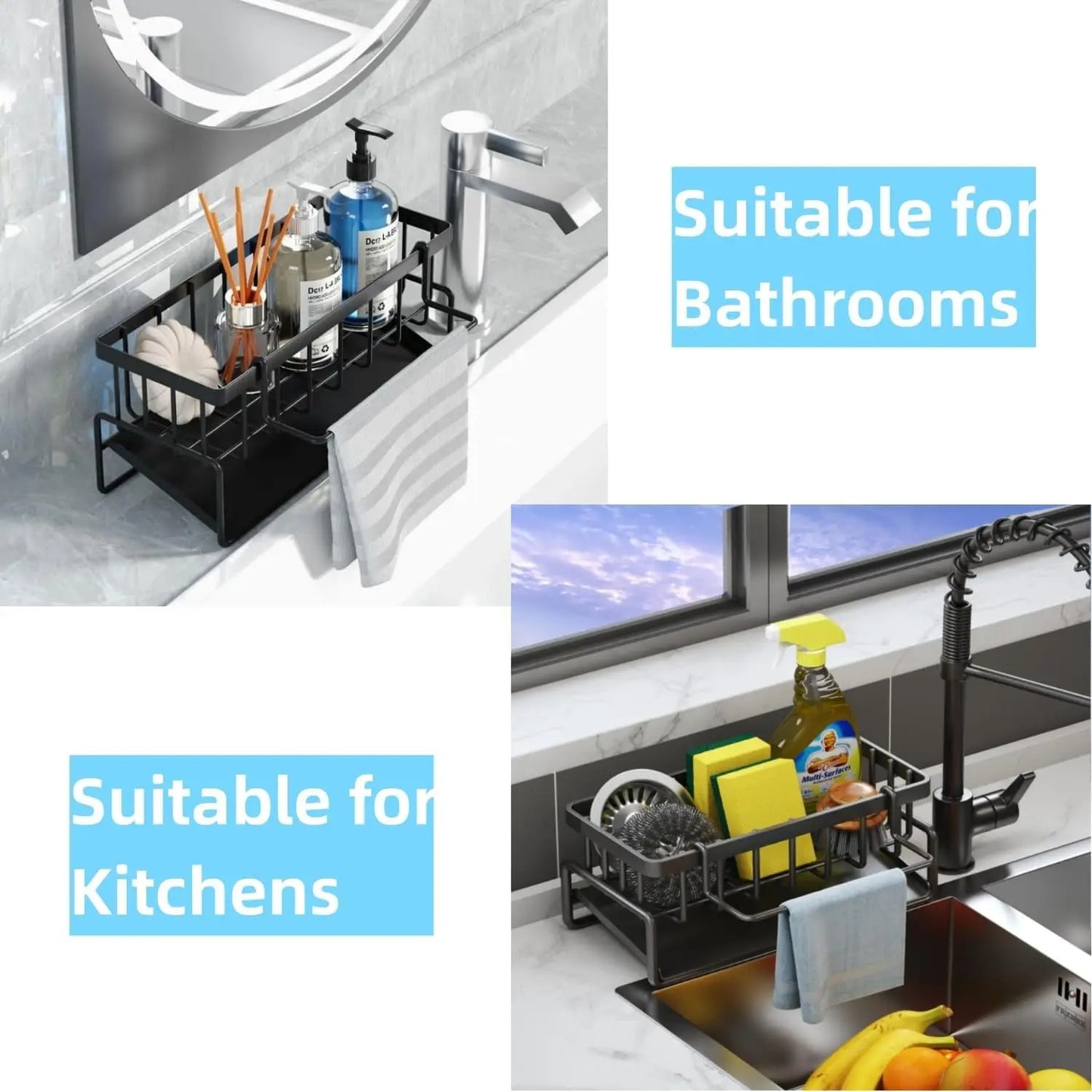 Sponge Holder for Kitchen Sink Kitchen Countertop Organizers