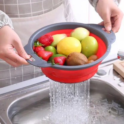 Silicone Folding Drain Basket Fruit Vegetable Washing Basket