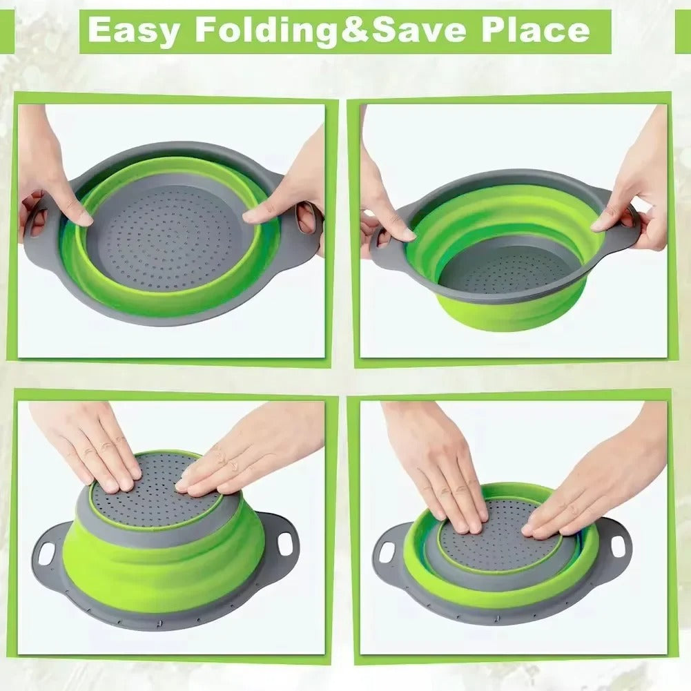 Silicone Folding Drain Basket Fruit Vegetable Washing Basket