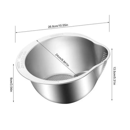 Rice Washer Strainer Bowl Stainless Steel