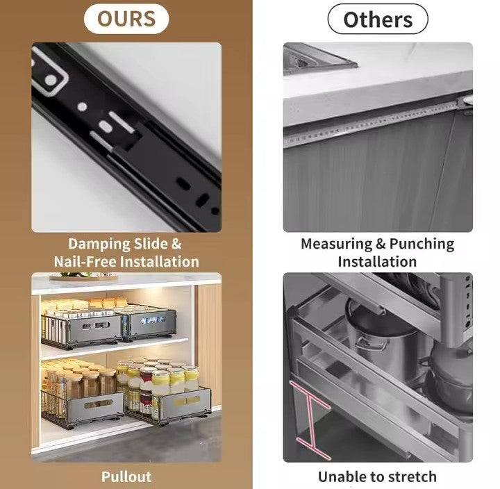 Kitchen Storage Rack Pull Out Cabinet Organizer Slide Drawer Storage