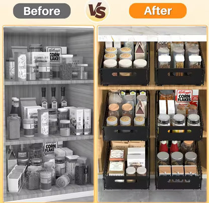 Kitchen Storage Rack Pull Out Cabinet Organizer Slide Drawer Storage